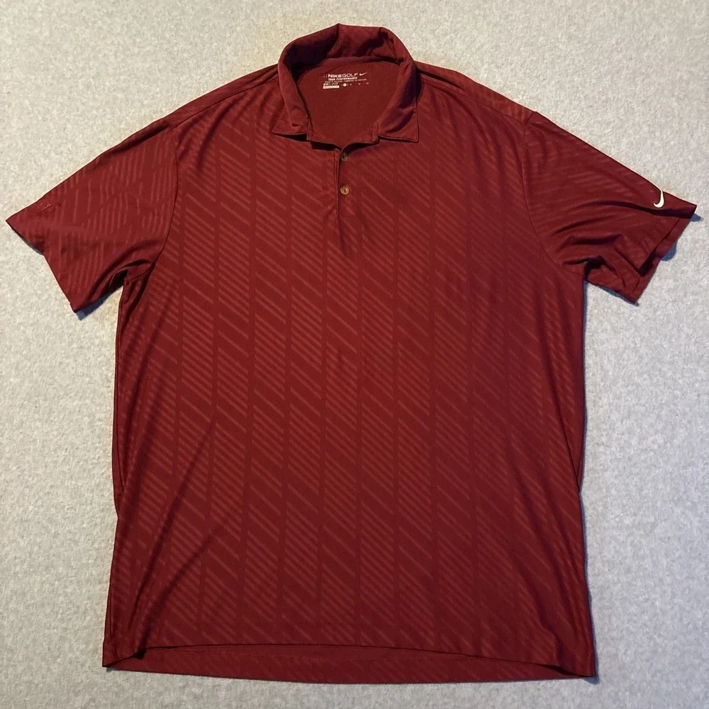 NIKE GOLF Men's Polo Tour Performance Dri Fit Sz XL Red Very Good Cond.